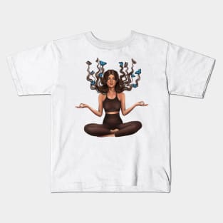 The girl is meditating Kids T-Shirt